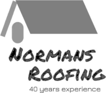 Normans Roofing logo: a tilted grey roof above the name in brush lettering, with the line 40 years experience
